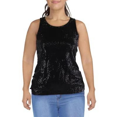 Coin 1804 Plus Womens U Neck Sequined Tank Top In Black