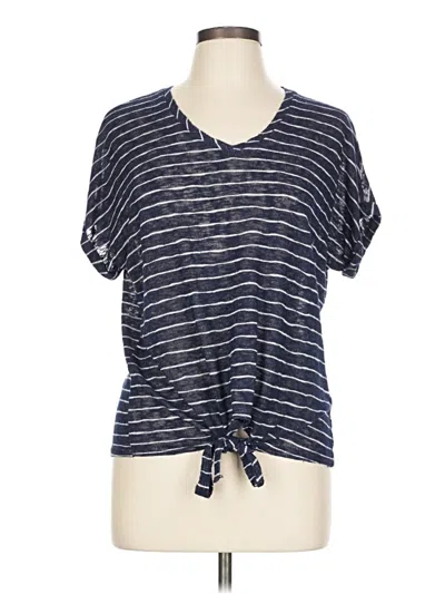 Pre-owned Coin 1804 Short Sleeve Top Blue V Neck Tops