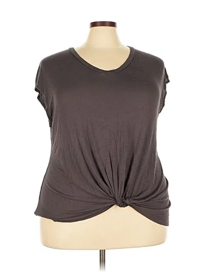 Pre-owned Coin 1804 Short Sleeve Top Gray Keyhole Neckline Tops