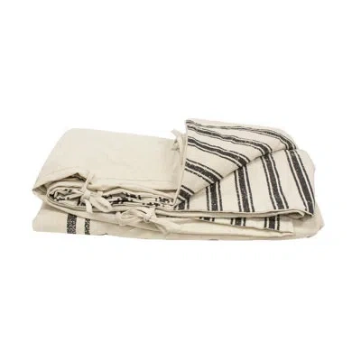 Col House Designs 300 Thread Count Striped 100% Cotton Percale Flat Sheet In Beige,gray