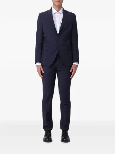 Colamarino Button-up Straight-leg Suit In Blue