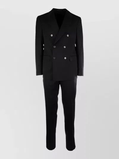Colamarino Double Breasted Suit Notched Lapels Pockets In Black