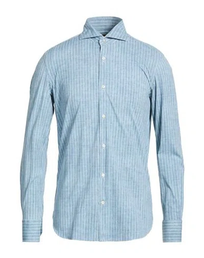 Colamarino Man Shirt Slate Blue Size 16 ½ Polyamide, Elastane