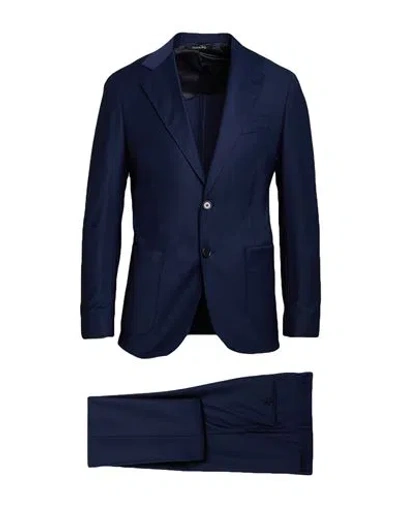 Colamarino Man Suit Navy Size 40 Polyester, Virgin Wool, Elastane In Blue