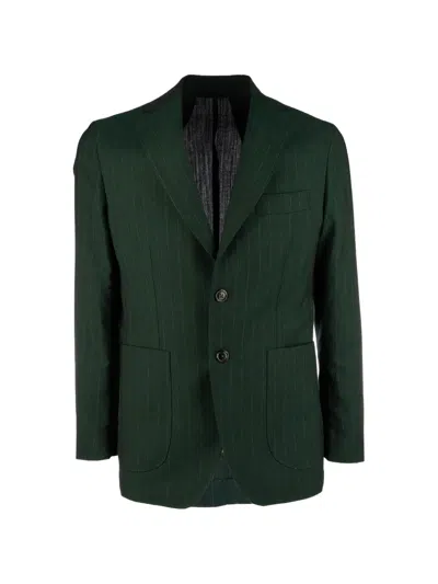Colamarino Pinstripe Pocket Blazer In Green