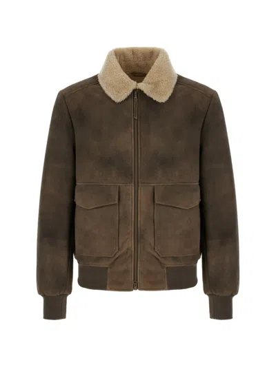 Colamarino Shearling Bomber Jacket In Brown