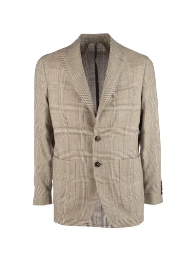 Colamarino Single-breasted Checked Blazer In Nude