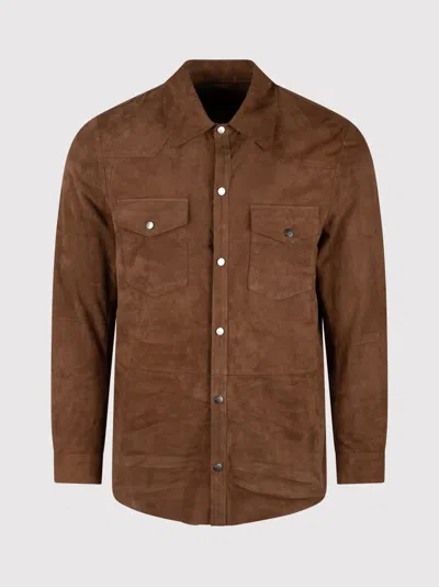 Colamarino Suede Texan Shirt Shirts Brown
