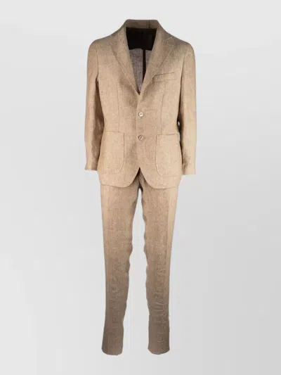 Colamarino Suit Jacket Back Vent Front Pockets Lapel In Brown