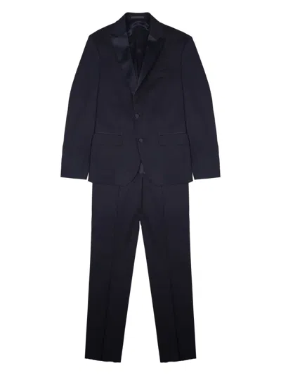Colamarino Tailored Black Two-piece Suit With Satin-finish Blazer In Blue