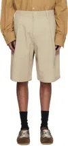 Colbo Beige Single Pleat Shorts In Natural