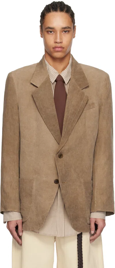 Colbo Brown Linen Blazer In Washed Brown