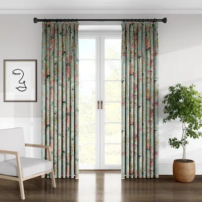 Colcha Linens Faye Drapery Linen Floral Room Darkening Pinch Pleat Single Curtain Panel