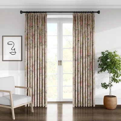 Colcha Linens Gabrielle Drapery Linen Floral Room Darkening Pinch Pleat Single Curtain Panel