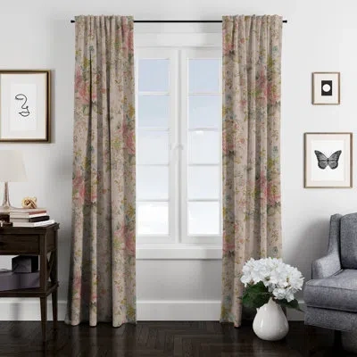 Colcha Linens Gabrielle Drapery Linen Floral Room Darkening Rod Pocket Single Curtain Panel