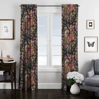 Colcha Linens Jacqueline Drapery Linen Floral Room Darkening Rod Pocket Single Curtain Panel
