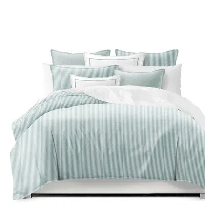 Colcha Linens Light Blue Satin Stripe Microfiber 3 Piece Comforter Set
