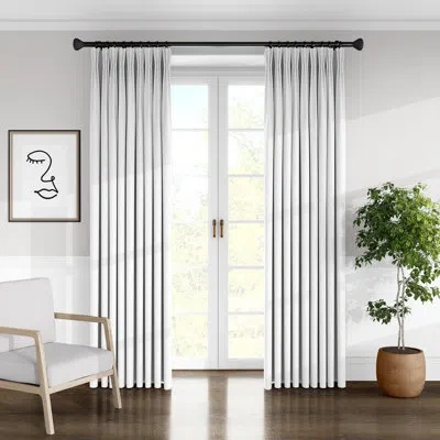 Colcha Linens London Linen Solid Room Darkening Pinch Pleat Single Curtain Panel In White