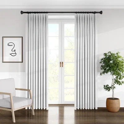 Colcha Linens Luxe Linen Solid Semi-sheer Pinch Pleat Single Curtain Panel In White