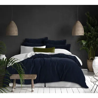Colcha Linens Microfiber Plush Single Coverlet In Navy Blue