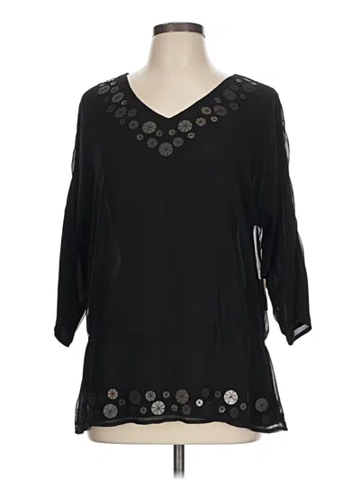 Coldwater Creek 3/4 Sleeve Blouse In Black