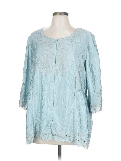 Pre-owned Coldwater Creek 3/4 Sleeve Blouse In Blue