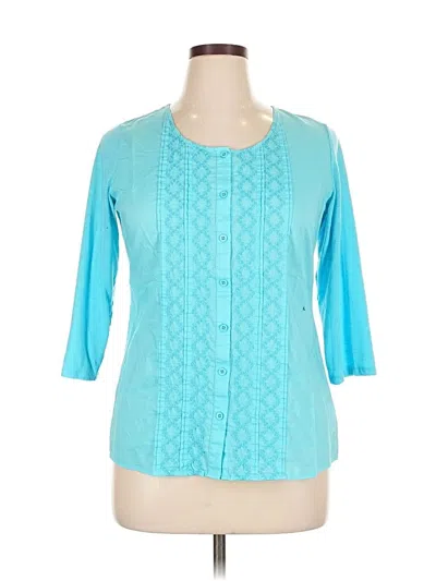 Pre-owned Coldwater Creek 3/4 Sleeve Blouse In Blue