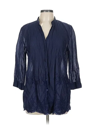 Pre-owned Coldwater Creek 3/4 Sleeve Blouse In Blue