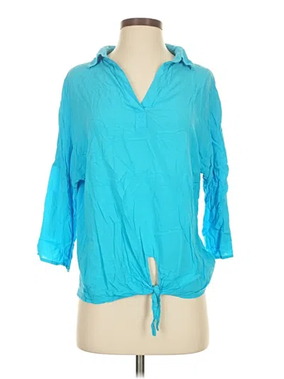 Pre-owned Coldwater Creek 3/4 Sleeve Blouse In Blue
