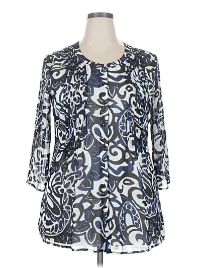 Pre-owned Coldwater Creek 3/4 Sleeve Blouse In Blue