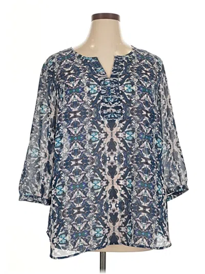 Pre-owned Coldwater Creek 3/4 Sleeve Blouse In Blue