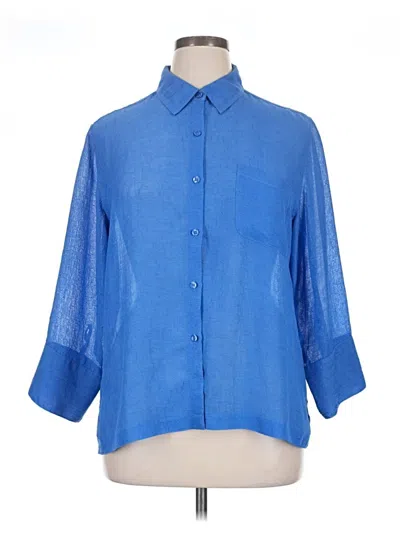 Pre-owned Coldwater Creek 3/4 Sleeve Blouse In Blue