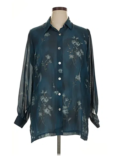 Pre-owned Coldwater Creek 3/4 Sleeve Blouse In Blue