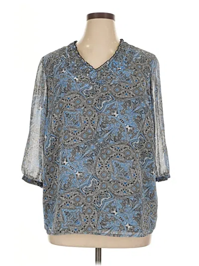 Pre-owned Coldwater Creek 3/4 Sleeve Blouse In Blue