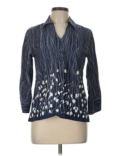 Pre-owned Coldwater Creek 3/4 Sleeve Blouse In Blue