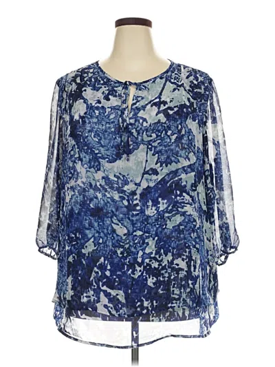 Pre-owned Coldwater Creek 3/4 Sleeve Blouse In Blue