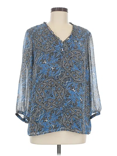 Pre-owned Coldwater Creek 3/4 Sleeve Blouse In Blue