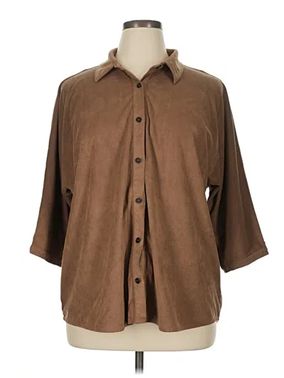 Pre-owned Coldwater Creek 3/4 Sleeve Blouse In Brown