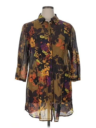 Pre-owned Coldwater Creek 3/4 Sleeve Blouse In Brown