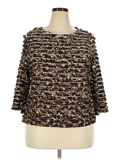 Pre-owned Coldwater Creek 3/4 Sleeve Blouse In Brown