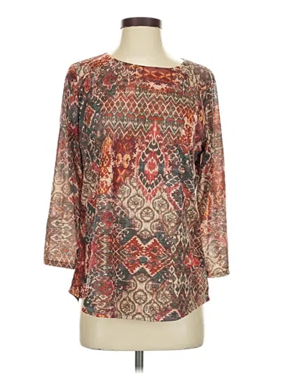 Pre-owned Coldwater Creek 3/4 Sleeve Blouse In Brown