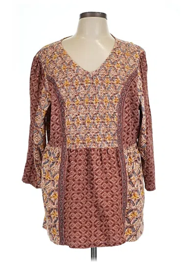 Pre-owned Coldwater Creek 3/4 Sleeve Blouse In Brown