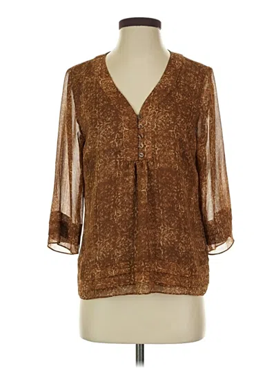 Pre-owned Coldwater Creek 3/4 Sleeve Blouse In Brown