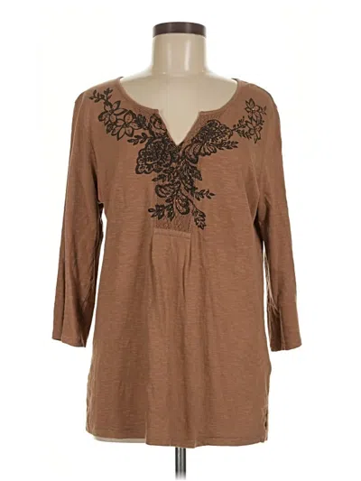 Pre-owned Coldwater Creek 3/4 Sleeve Blouse In Brown