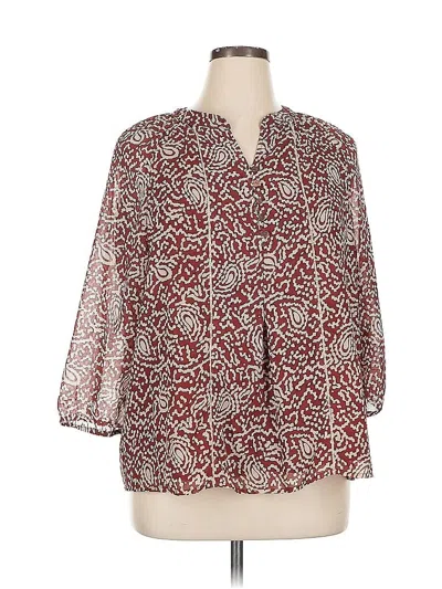 Pre-owned Coldwater Creek 3/4 Sleeve Blouse In Burgundy