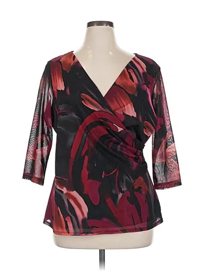 Pre-owned Coldwater Creek 3/4 Sleeve Blouse In Burgundy