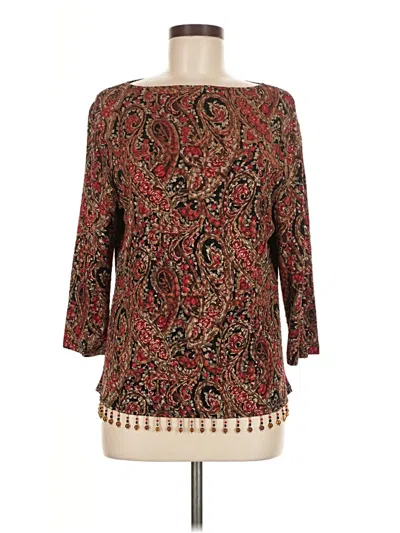 Pre-owned Coldwater Creek 3/4 Sleeve Blouse In Burgundy