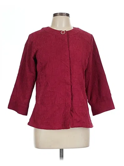 Pre-owned Coldwater Creek 3/4 Sleeve Blouse In Burgundy