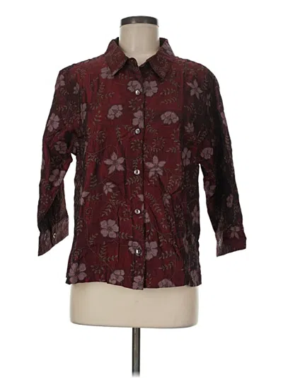 Pre-owned Coldwater Creek 3/4 Sleeve Blouse In Burgundy