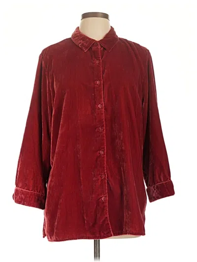Pre-owned Coldwater Creek 3/4 Sleeve Blouse In Burgundy